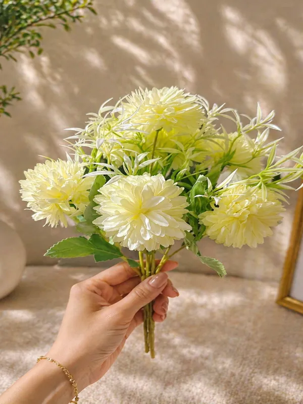 Plastic_Decor_White_Green_Chrysanthemum_Artificial_Flower_Bouquet_Pack_Of_2
