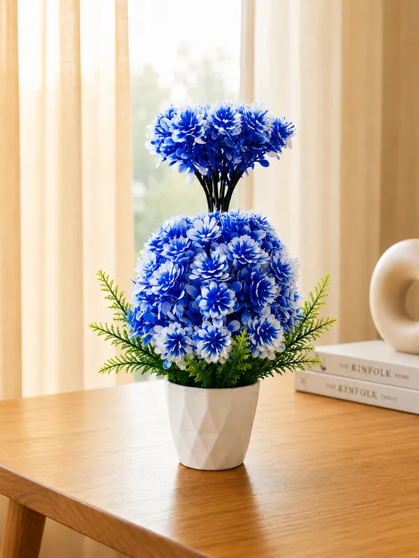 Plastic_Decor_Blue_White_Floral_Artificial_Plant