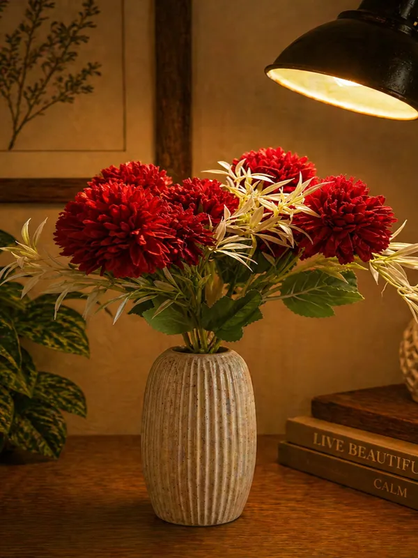 Plastic_Decor_Red_Floral_Arrangement_Artificial_Plant_With__Pack_Of_2