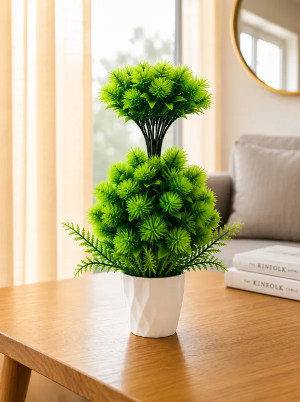 Plastic_Decor_Green_White_Topiary_Potted_Artificial_Plant
