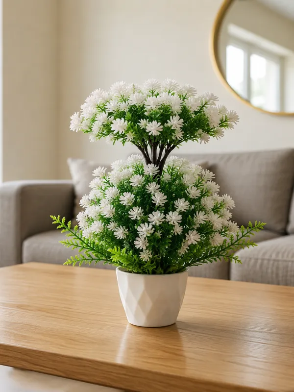 Plastic_Decor_White_Green_Floral_Potted_Artificial_Plant