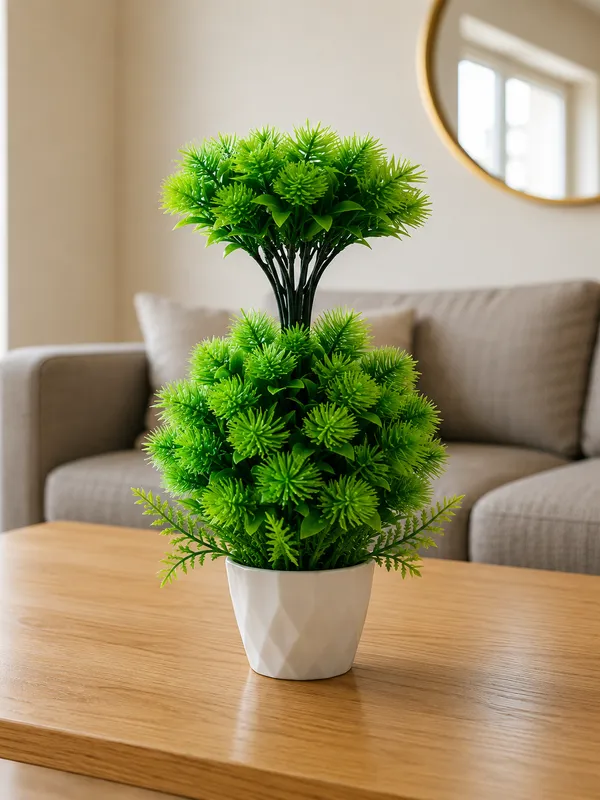 Plastic_Decor_Green_White_Topiary_Potted_Artificial_Plant