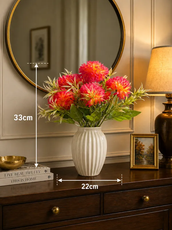 Plastic_Decor_Red_Coral_Dahlia_Artificial_Flower_Bouquet_Pack_Of_2