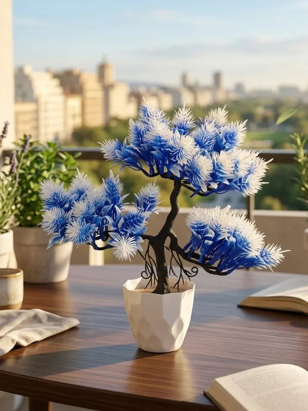 Plastic_Decor_Blue_White_Floral_Bonsai_Artificial_Plant_With_Pot_Pack_Of_2