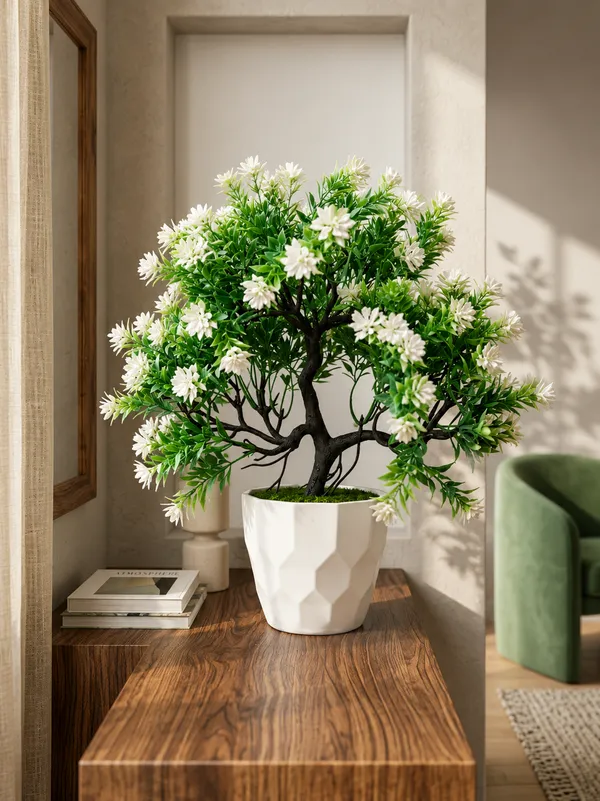 Plastic_Decor_White_Green_Foliage_Artificial_Plant_With_Pot_Pack_Of_2