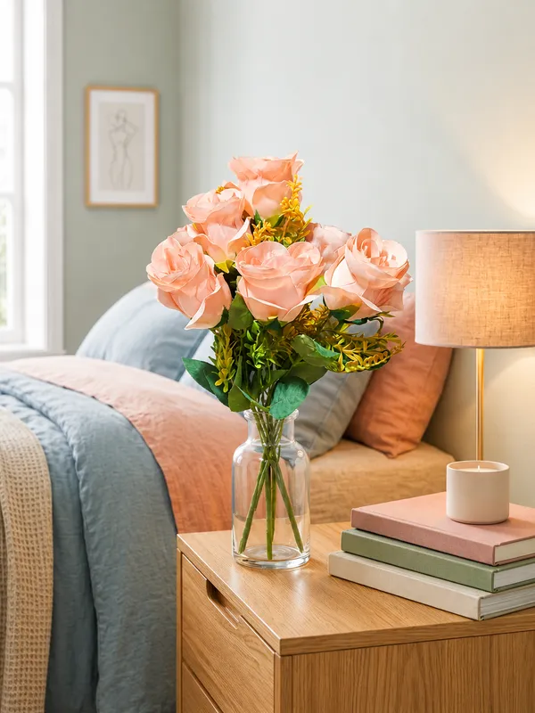 Plastic_Decor_Peach_Rose_Artificial_Flower_Bouquet