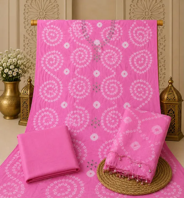 Light_Pink_Hand_Bandhej_Suit_-_White_Circular_Pattern,_Mirror_Work,_Silver_Gungroo_Dupatta