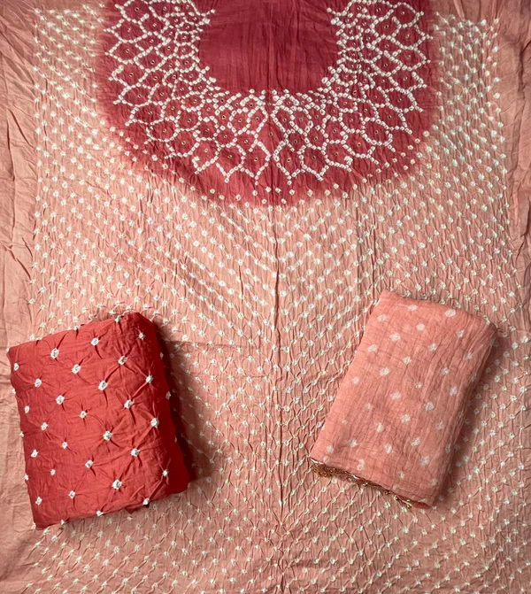 Chevron_Unstitched_Bandhej_Cotton_Suit__Bandhani_Suit_Set_with_Mirror_Work_&_Tassel_Dupatta