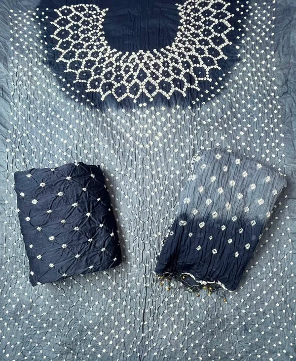 Chevron_Unstitched_Bandhej_Cotton_Suit__Bandhani_Suit_Set_with_Mirror_Work_&_Tassel_Dupatta