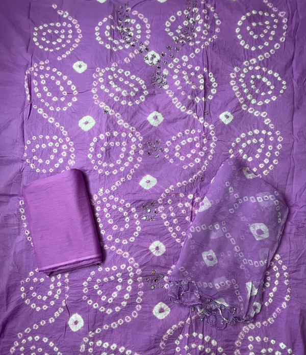 Lavender_Hand_Bandhej_Suit_-_White_Circular_Pattern,_Mirror_Work,_Silver_Gungroo_Dupatta