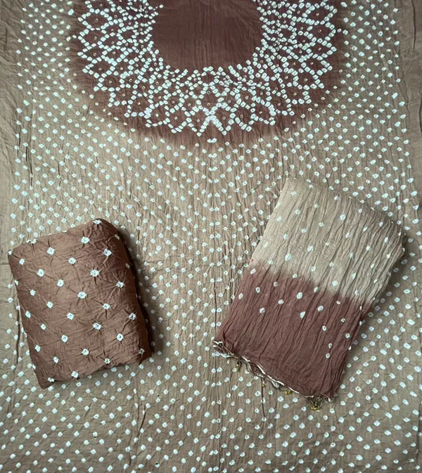 Chevron_Unstitched_Bandhej_Cotton_Suit__Bandhani_Suit_Set_with_Mirror_Work_&_Tassel_Dupatta