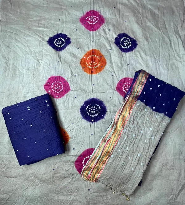 Chiku_Bandhej_Suit_-_Multicolor_Bandhani_Chakras,_Mirror_Work,_Purple_Bottom,_Double_Color_Tassel_Dupatta