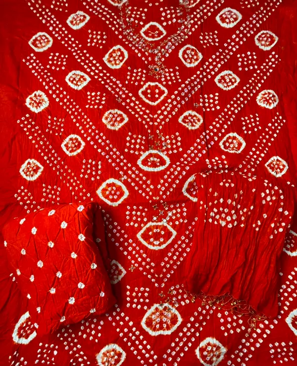 Orange_Bandhej_Cotton_Set_-_Diamond_&_Dot_Bandhani,_Mirror_Work,_Gungroo_Tassel_Dupatta