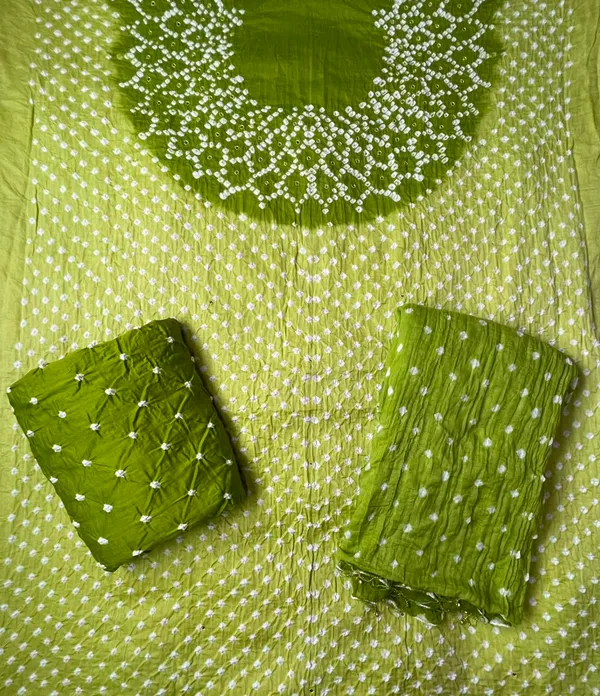 Chevron_Unstitched_Bandhej_Cotton_Suit_Bandhani_Suit_Set_with_Mirror_Work_&_Tassel_Dupatta