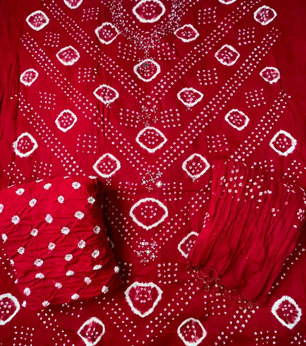 Red_Bandhej_Cotton_Set_-_Diamond_&_Dot_Bandhani,_Mirror_Work,_Gungroo_Tassel_Dupatta