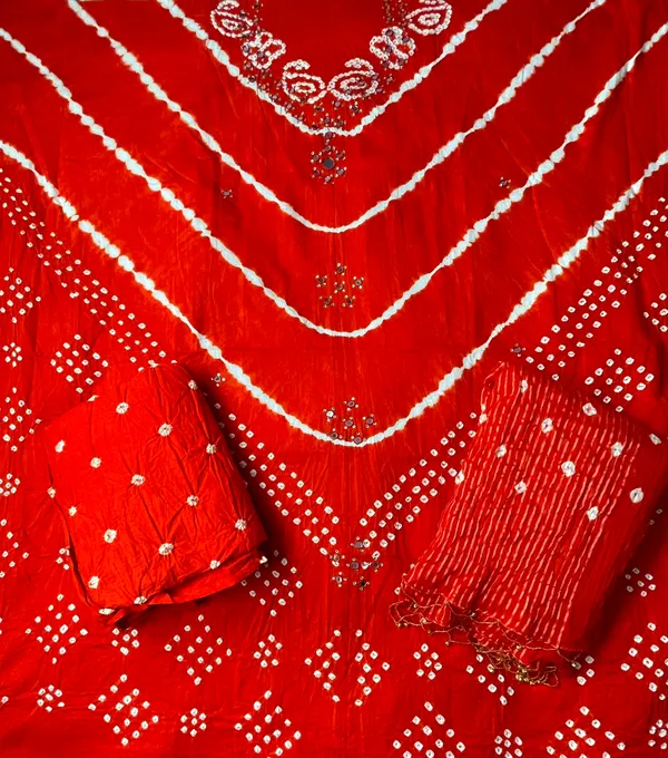 Chevron_Unstitched_Bandhej_Cotton_Suit_Orange_Bandhani_Suit_Set_with_Mirror_Work_&_Tassel_Dupatta