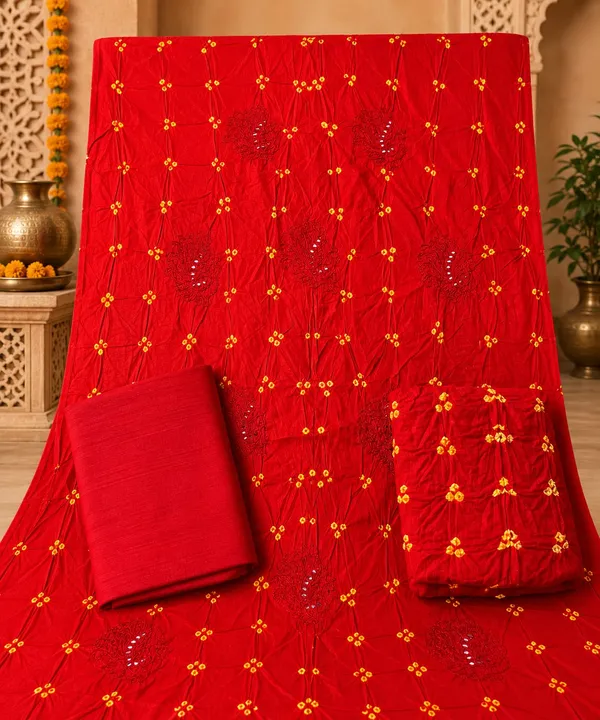 Orange_Bandhej_Suit_Set_-_Yellow_Dot_Bandhani,_Peacock_Buta_Motif,_Anchor_&_Mirror_Work,_Yellow_Dupatta