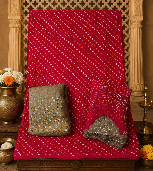 Red_Bandhani_Pattern_Suit_Set_for_Women