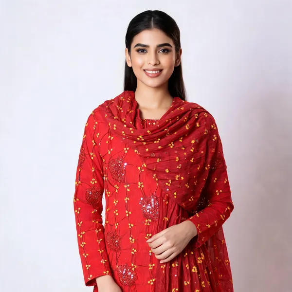 Orange_Bandhej_Suit_Set_-_Yellow_Dot_Bandhani,_Peacock_Buta_Motif,_Anchor_&_Mirror_Work,_Yellow_Dupatta