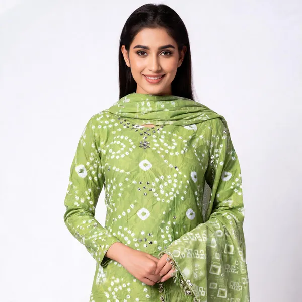 Light_Green_Hand_Bandhej_Suit_-_White_Circular_Pattern,_Mirror_Work,_Silver_Gungroo_Dupatta