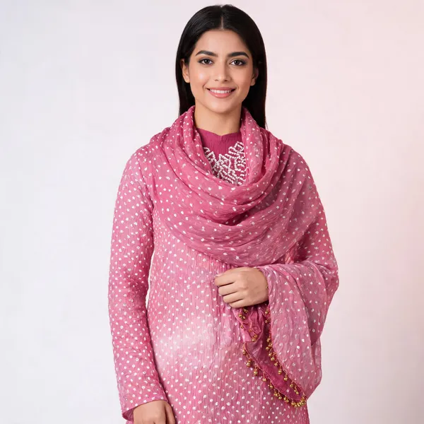 Chevron_Unstitched_Bandhej_Cotton_Suit_Bandhani_Suit_Set_with_Mirror_Work_&_Tassel_Dupatta