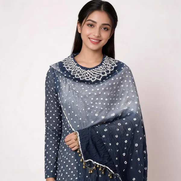 Chevron_Unstitched_Bandhej_Cotton_Suit__Bandhani_Suit_Set_with_Mirror_Work_&_Tassel_Dupatta