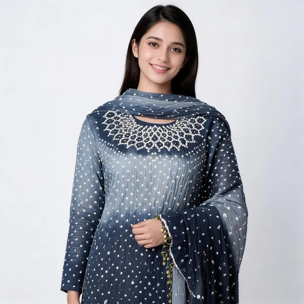 Chevron_Unstitched_Bandhej_Cotton_Suit__Bandhani_Suit_Set_with_Mirror_Work_&_Tassel_Dupatta