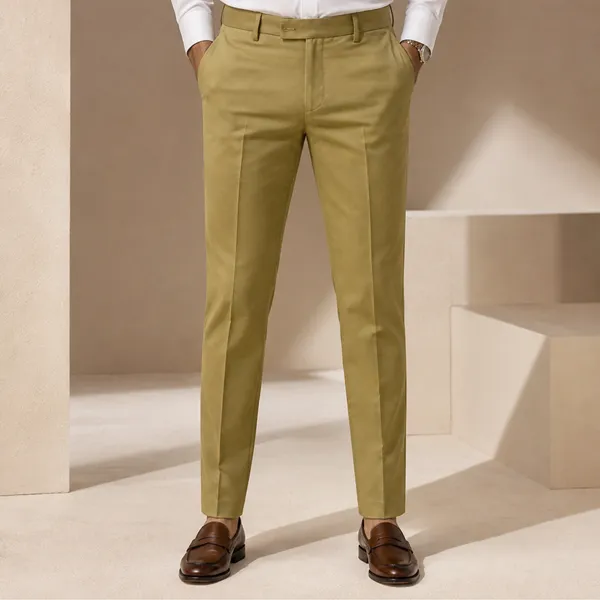 Khaki_Cotton_Blend_Formal_Pants