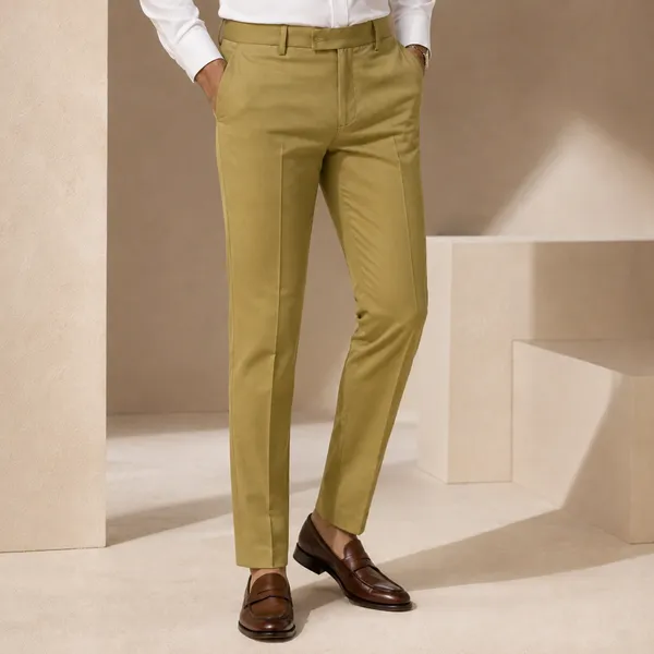 Khaki_Cotton_Blend_Formal_Pants