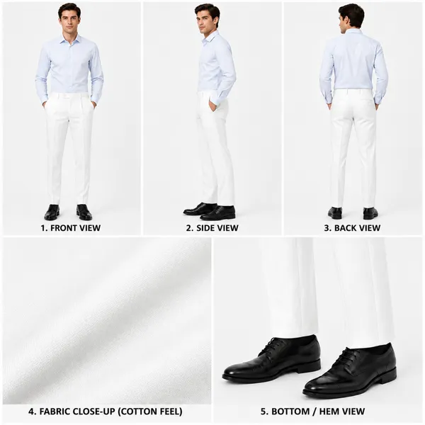 White_Fancy_Lycra_Formal_Pants