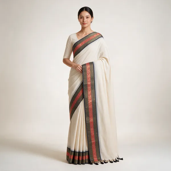 Cream_Mul_Cotton_Onam_Traditional_Border_Saree_For_Women