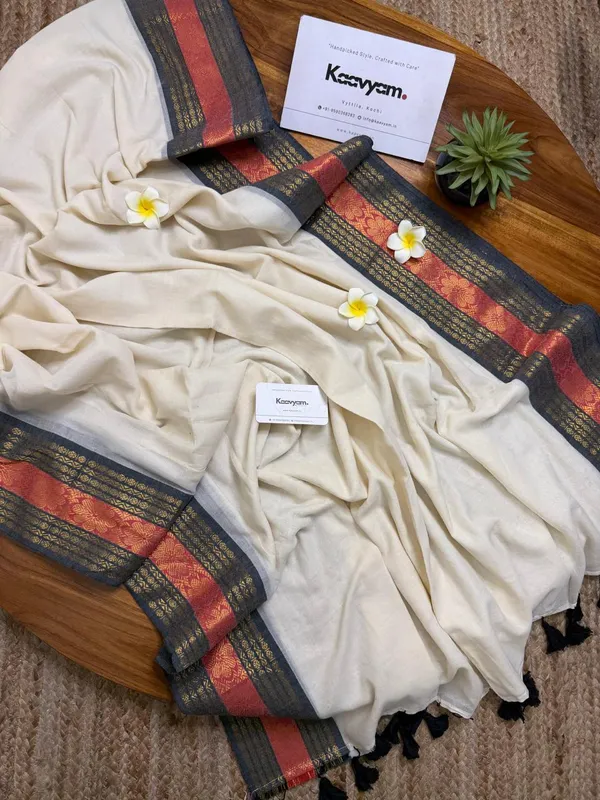 Cream_Traditional_Border_Saree_for_Women