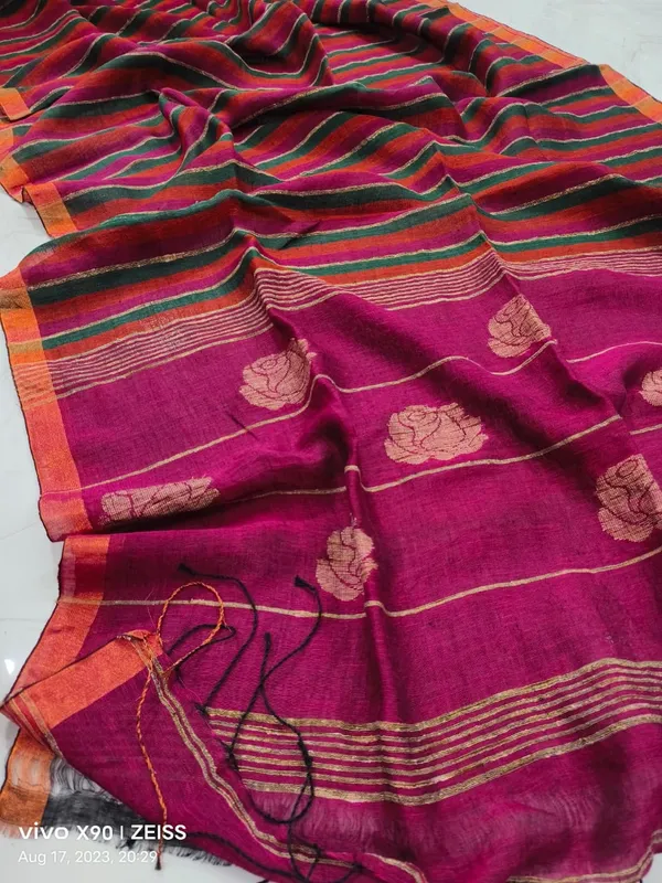 Magenta_Striped_Saree_for_Women