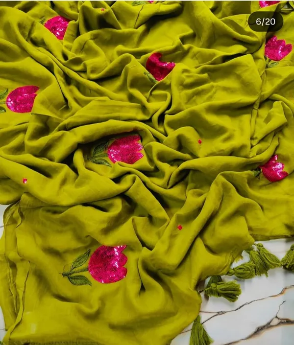 Olive_Green_Floral_Embroidered_Dupatta_for_Women