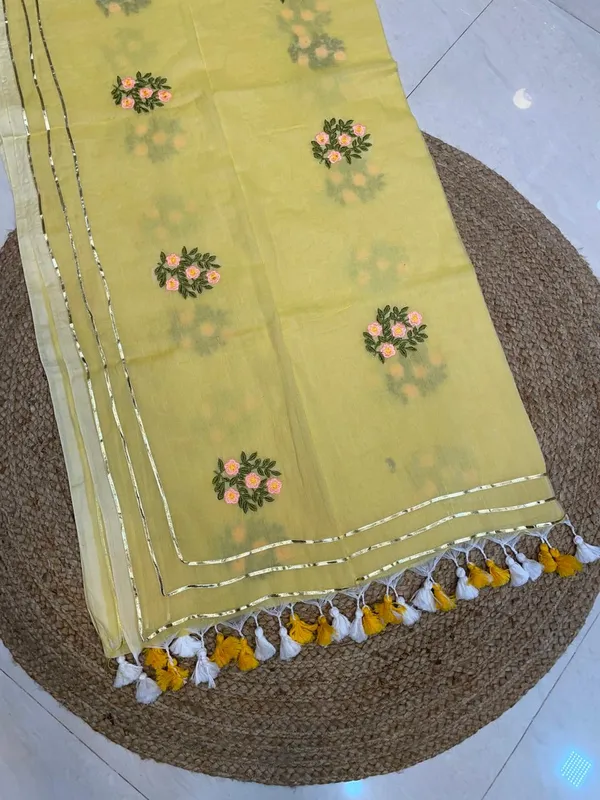 Lime_Floral_Embroidered_Saree_for_Women