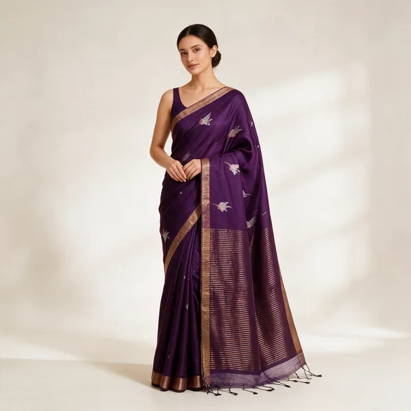 Purple_Cotton_Handwoven_Traditional_Saree_For_Women