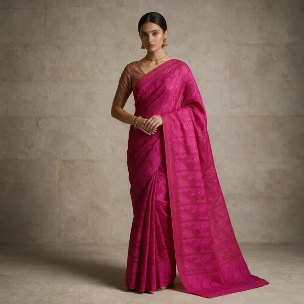 Pink_Woven_Floral_Saree_For_Women