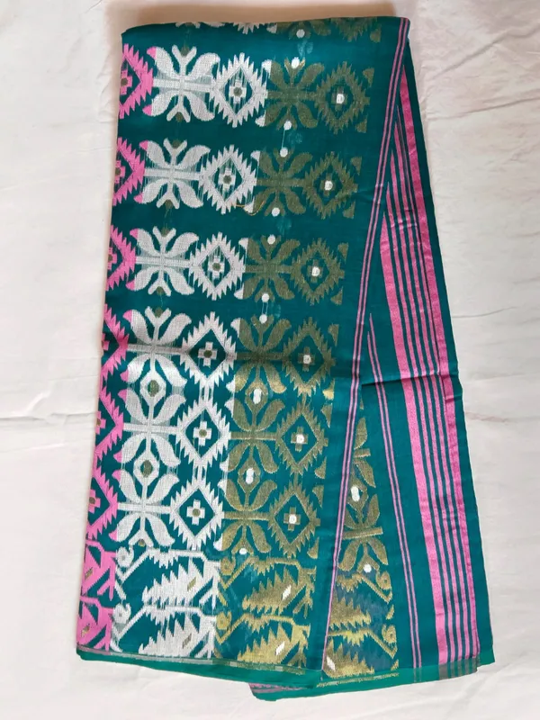 Teal_Woven_Ethnic_Saree_For_Women