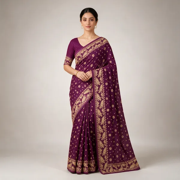 Purple_Jamdani_Silk_Paisley_Patterned_Saree_For_Women