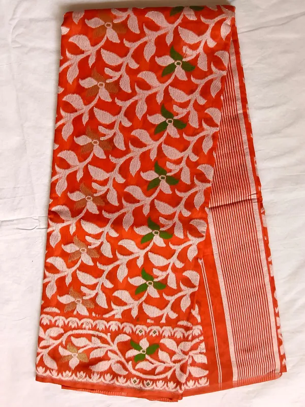 Orange_Woven_Floral_Saree_For_Women