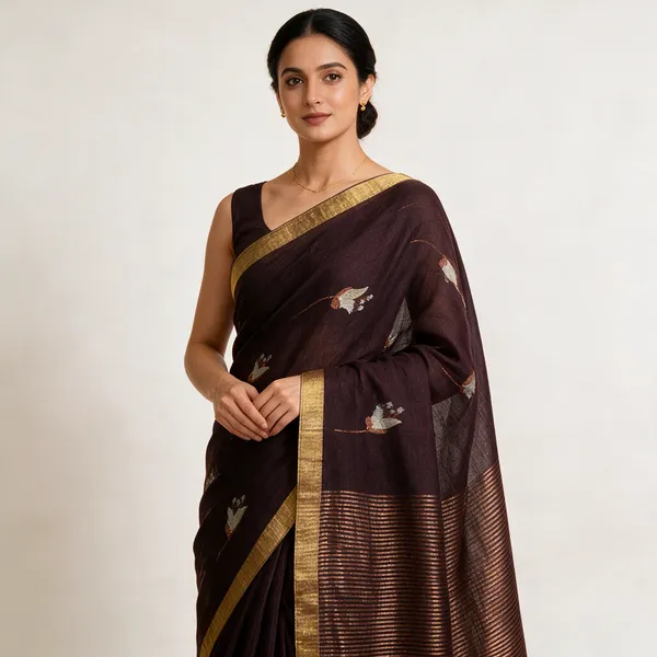 Maroon_Cotton_Handwoven_Woven_Motif_Saree_For_Women