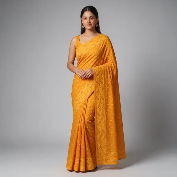 Orange_Jamdani_Silk_Woven_Saree_For_Women