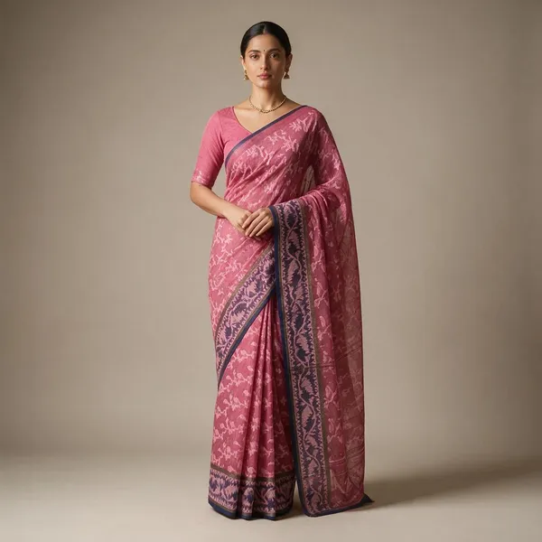 Pink_Patterned_Saree_For_Women