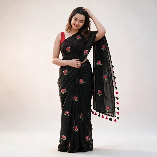 Black_Mul_Cotton_Embroidery_Floral_Embroidered_Saree_For_Women