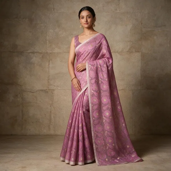 Pink_Floral_Woven_Saree_For_Women