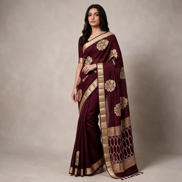 Maroon_Kora_Organza_Zari_Work_Banarasi_Saree_For_Women
