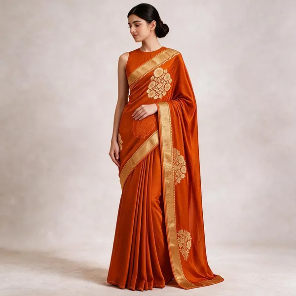 Orange_Kora_Organza_Zari_Work_Banarasi_Saree_For_Women