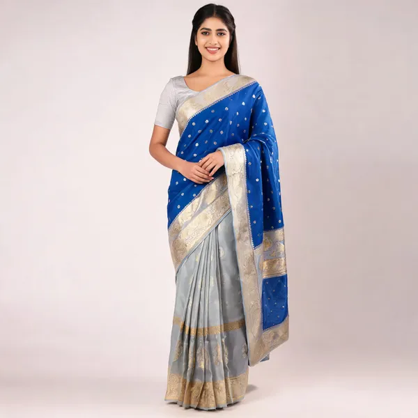 Blue_Kora_Organza_Zari_Work_Buti_Banarasi_Saree_For_Women
