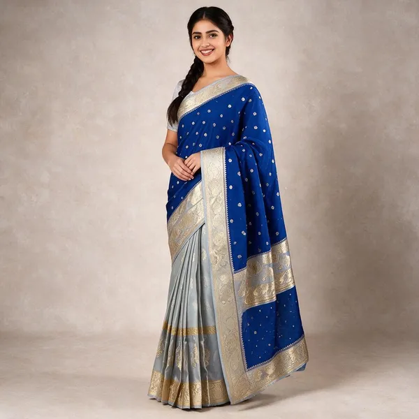 Blue_Kora_Organza_Zari_Work_Buti_Banarasi_Saree_For_Women