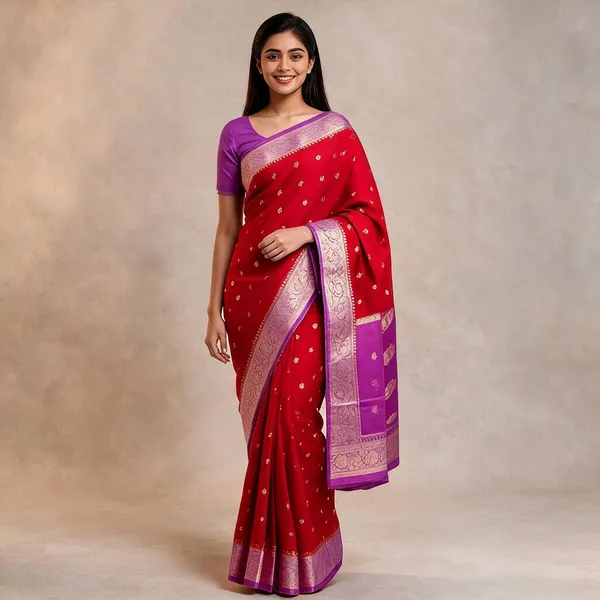 Red_Kora_Organza_Zari_Work_Buti_Banarasi_Saree_For_Women